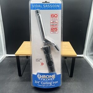 VTG Vidal Sassoon Professional Chrome Express 3/4" Curling Iron New Soft Grip